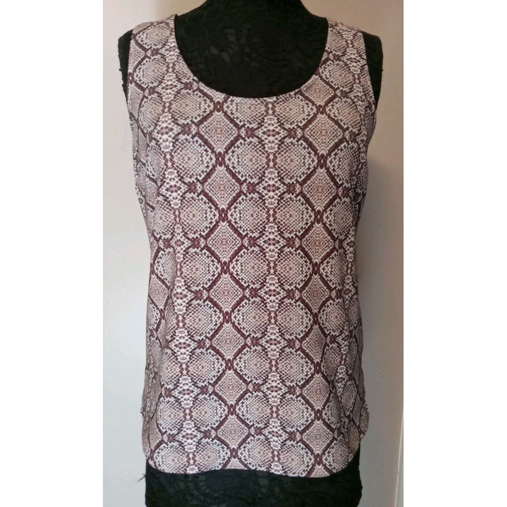 Boston Proper Women Brown Snake Skin Pattern Sleeveless Stretch Tank Top‎ Size S